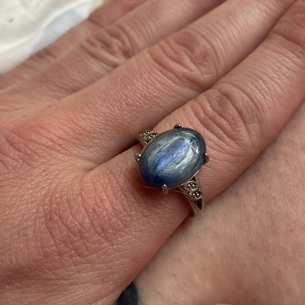 Vintage 925 Silver NATURAL KYANITE Ring, Size 8
